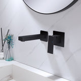 Wall Mount Bathroom Sink Faucet Matte Black Solid Brass Basin Mixer Tap RB1093