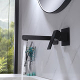 Wall Mount Bathroom Sink Faucet Matte Black Solid Brass Basin Mixer Tap RB1093