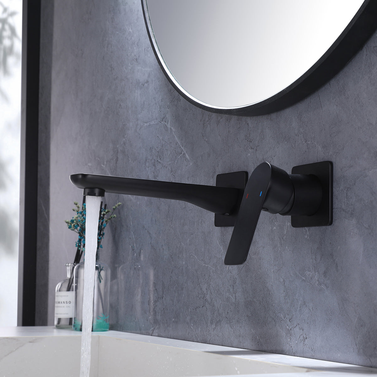 Wall-Mounted Mixer Tap with Flat Lever Handle