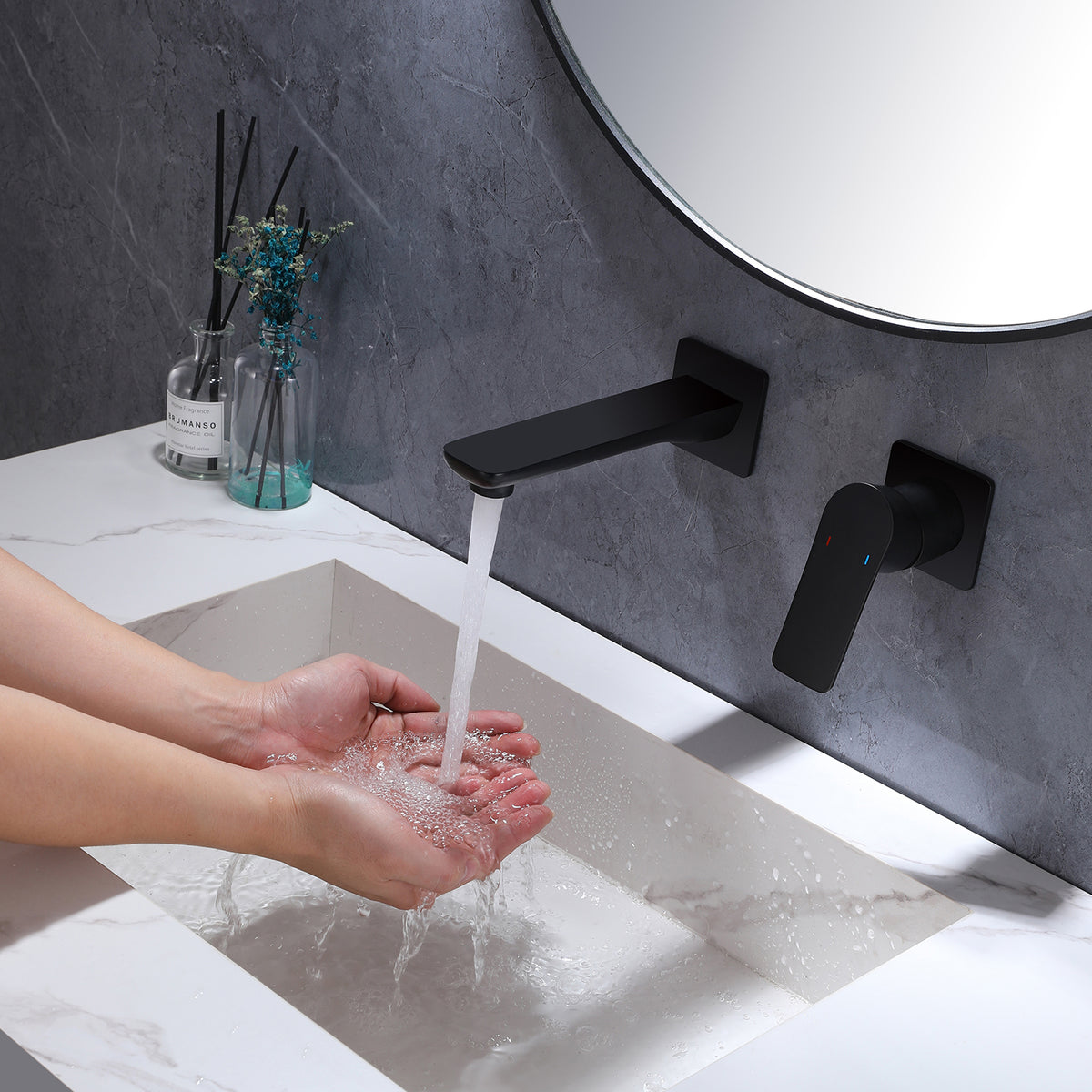 Wall-Mounted Mixer Tap with Flat Lever Handle