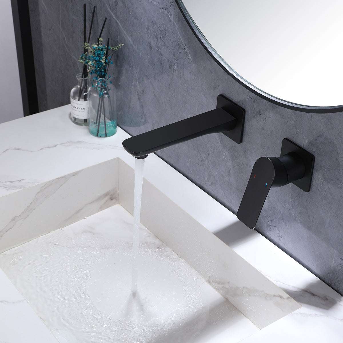 Wall-Mounted Mixer Tap with Flat Lever Handle