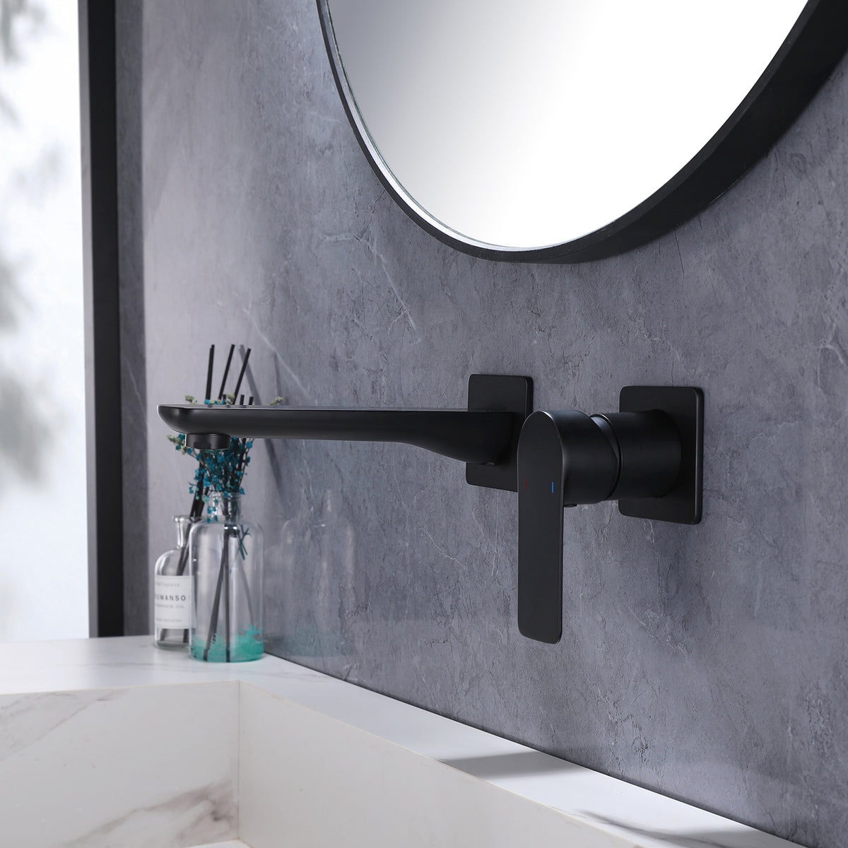 Wall-Mounted Mixer Tap with Flat Lever Handle