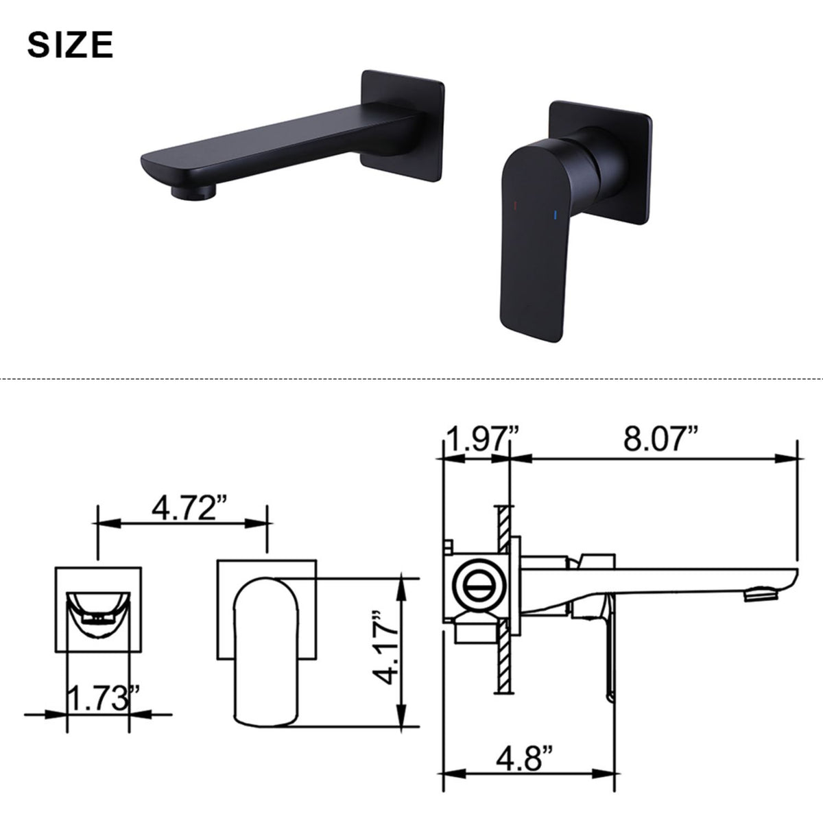 Wall-Mounted Mixer Tap with Flat Lever Handle