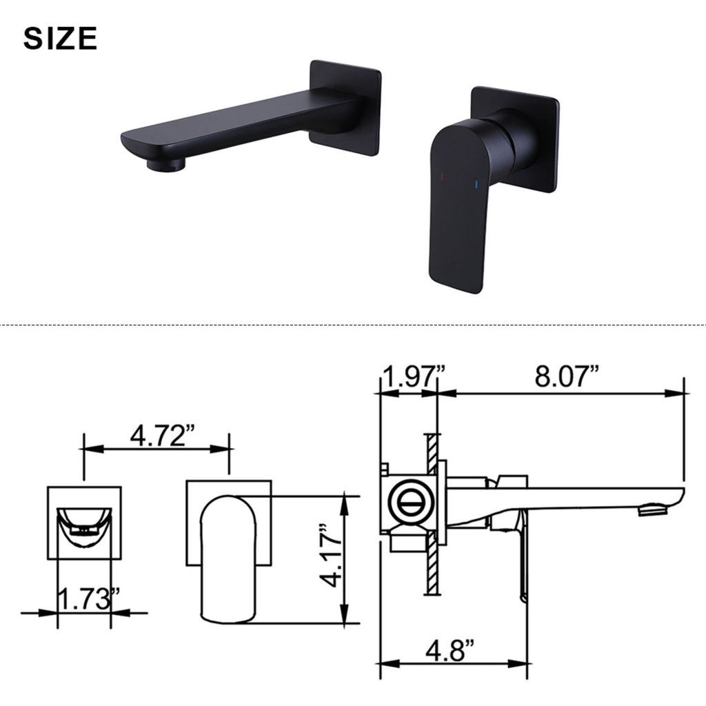 Wall Mount Single Handle Bathroom Sink Faucet Lavatory Vessel Faucet RB1094