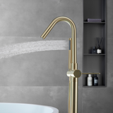 golden freestanding bathtub faucet use hand spray
