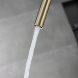 golden freestanding bathtub faucet water close-up