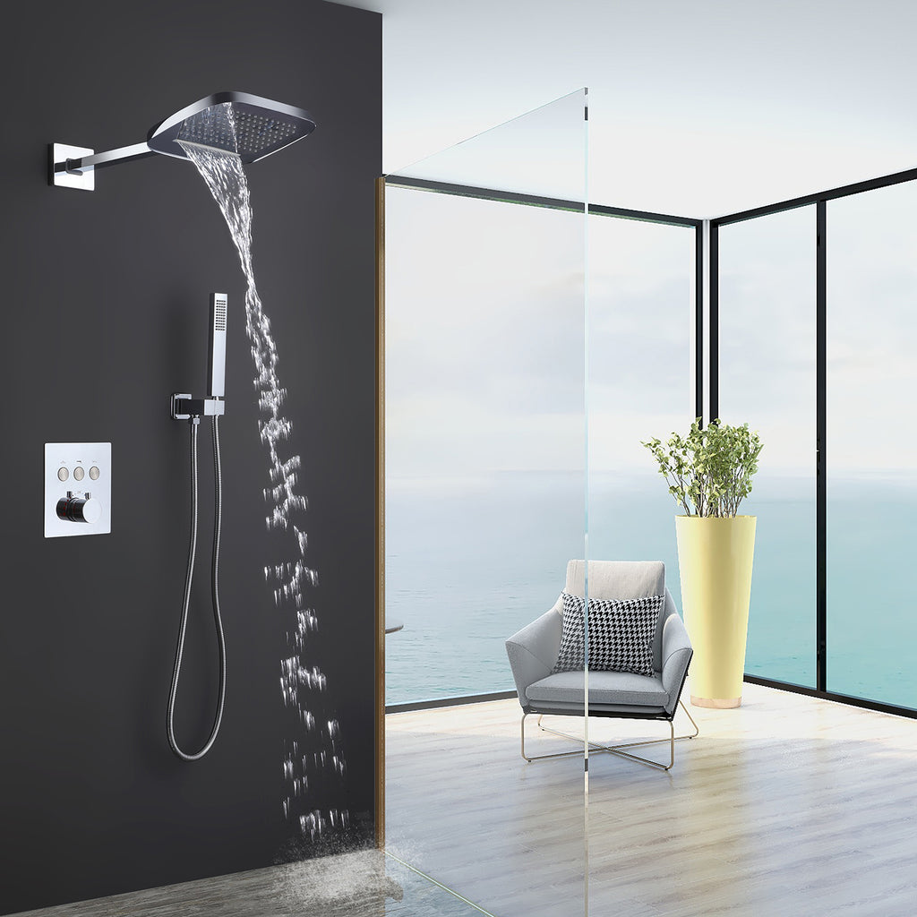 Wall Mounted 3-Function Thermostatic Shower System with Rough-In Valve RB1105