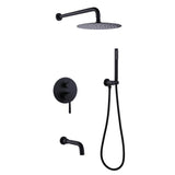 Shower System Matte Black Wall Mount 3-Function Tub Shower Combo Set RB1109