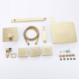 Rainfall Thermostatic Shower System with 3 PCS Body Jets Brushed Gold RB1111