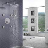 Thermostatic Shower System with 12’’ Rain Shower Head wand 4pcs Body Jets RB1115