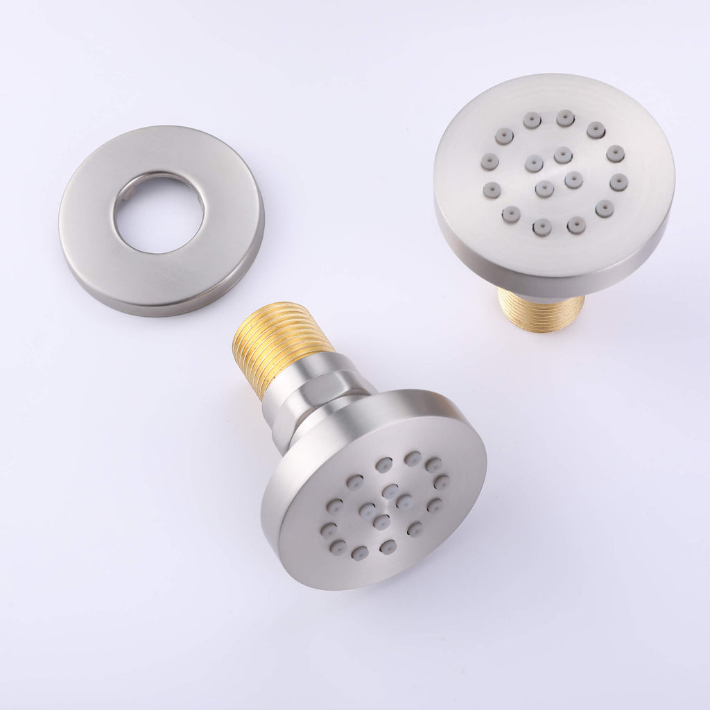 Shower System with 12-Inch Rain Shower Head wand 4pcs Body Jets RB1115