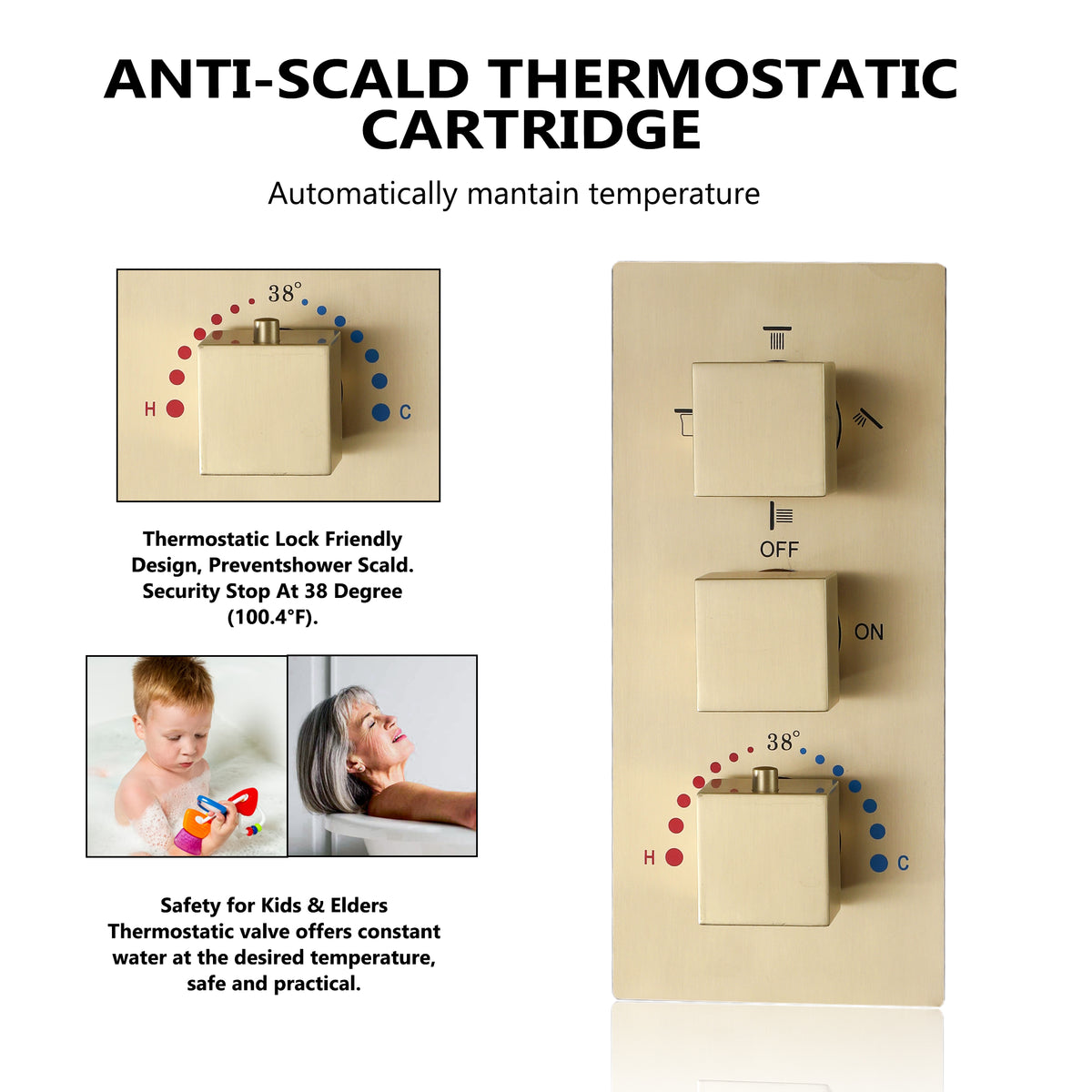 3-Handle Thermostatic Shower System with Body Jets