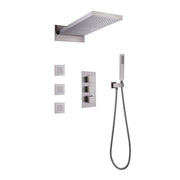 Thermostatic Rain Shower System with 3 Body Jets & Handheld