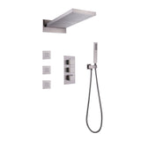 Brushed Nickel Thermostatic Shower System with 3 Body Jets Spray