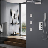 Brushed Nickel Thermostatic Shower System with 3 Body Jets Spray