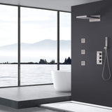 Brushed Nickel Thermostatic Shower System with 3 Body Jets Spray