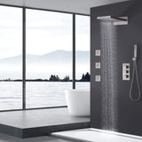 Brushed Nickel Thermostatic Shower System with 3 Body Jets Spray