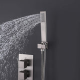 Brushed Nickel Thermostatic Shower System with 3 Body Jets Spray