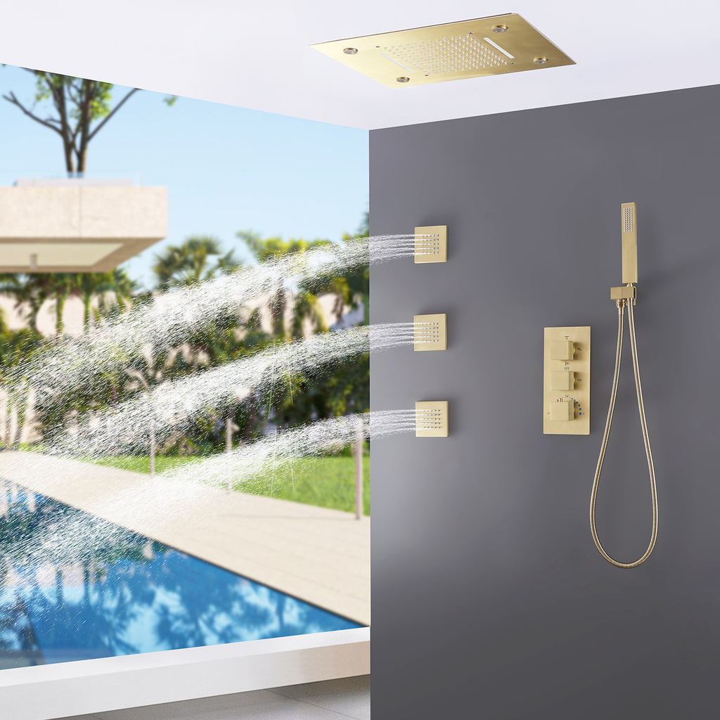 Wall Mounted 3-Function Thermostatic Shower System with Rough-In Valve  RB1105