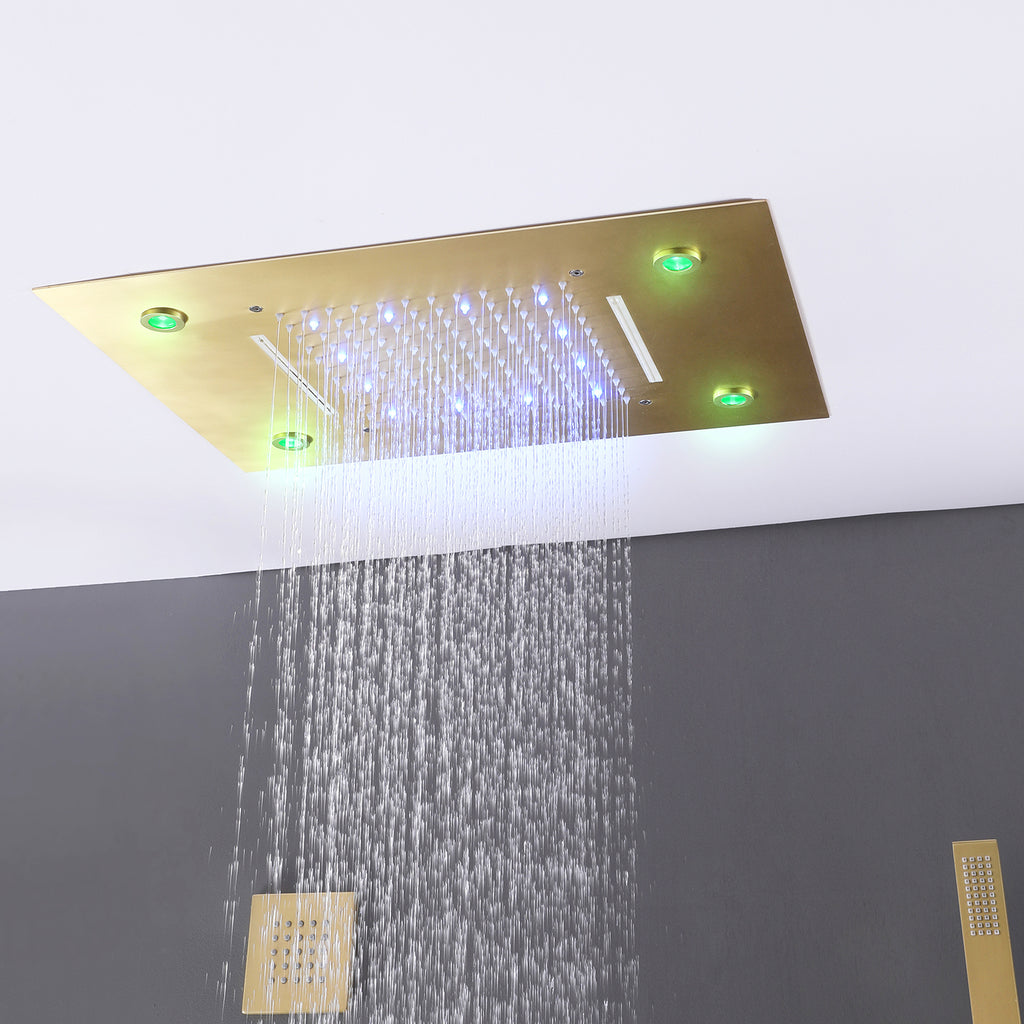 Rain Shower System with LED Shower Head Thermostatic Valve