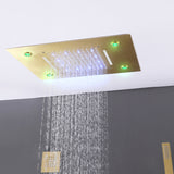 LED Thermostatic Shower System Ceiling Mount Rainfall Shower Head 3 Body Massager Jets RB1122