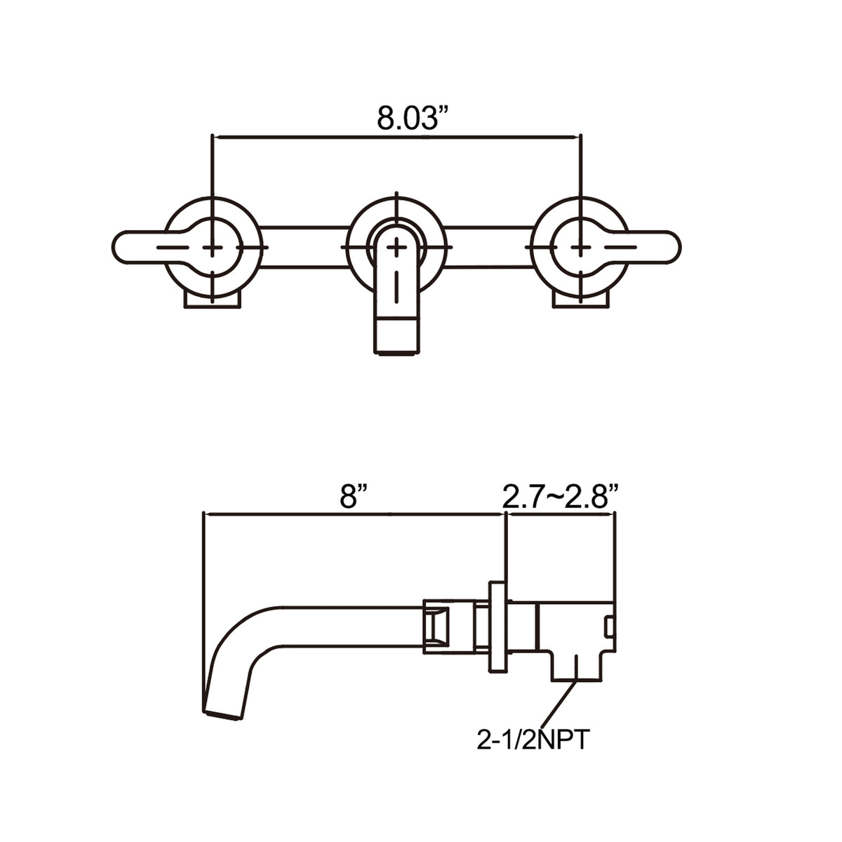 Wall-Mounted Modern Bathroom Sink Faucet with Integrated Valve