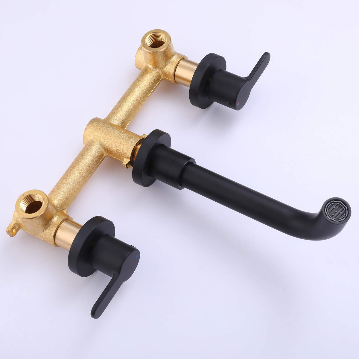 Wall-Mounted Modern Bathroom Sink Faucet with Integrated Valve