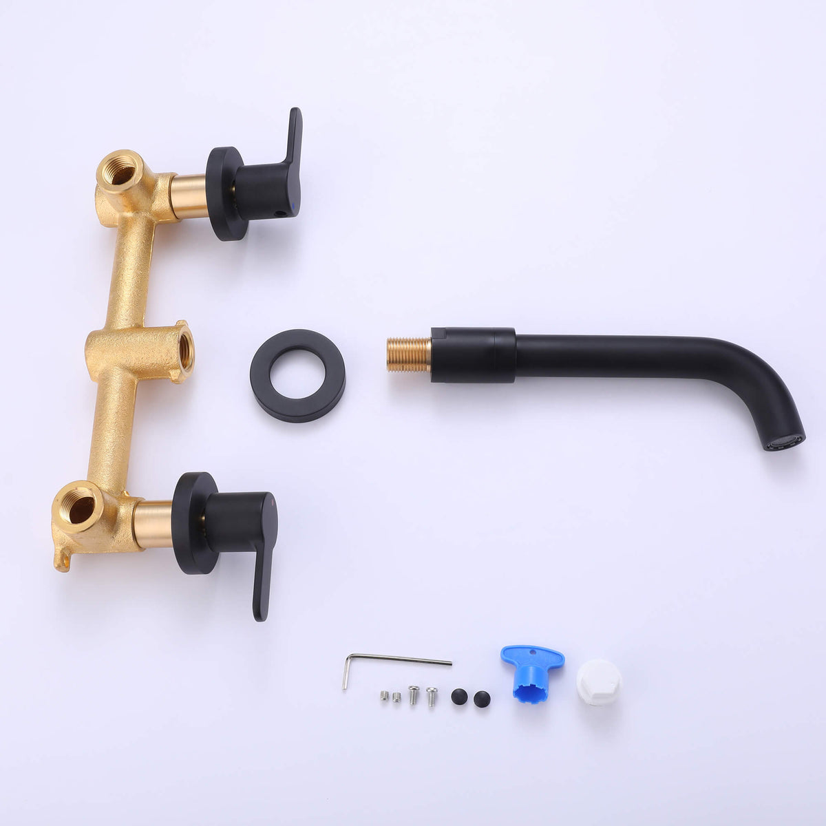 Wall-Mounted Modern Bathroom Sink Faucet with Integrated Valve