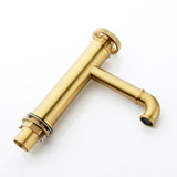 Wheel Handle Deck Mount Bathroom Sink Faucet Brushed Gold RB1127