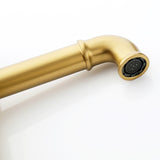 Wheel Handle Deck Mounted Bathroom Sink Faucet Brushed Gold RB1127