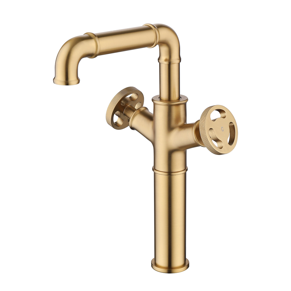Industrial Pipe Bathroom Vessel Sink Faucet Two Handle Steampunk Vanity Faucet