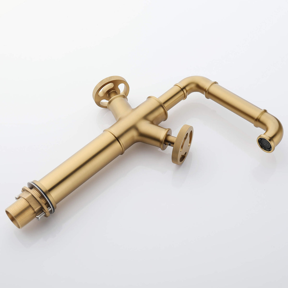 Industrial Pipe Bathroom Vessel Sink Faucet Two Handle Steampunk Vanity Faucet