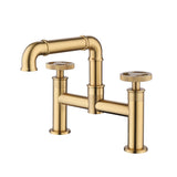 Centerset Bridge Bathroom Sink Faucet Brass Two Handle RB1132