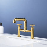 Centerset Bridge Bathroom Sink Faucet Brass Two Handle RB1132