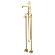 Vintage Brushed Gold Freestanding Tub Faucet with Hand Shower