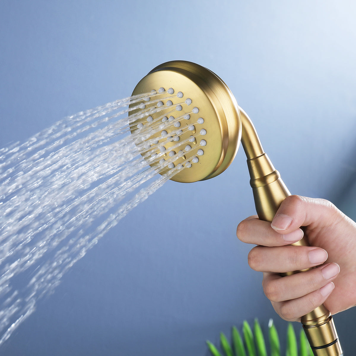 Vintage Brushed Gold Freestanding Tub Faucet with Hand Shower