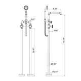 Industrial Freestanding Tub Filler with Dual Wheel Handles and Shower Wand