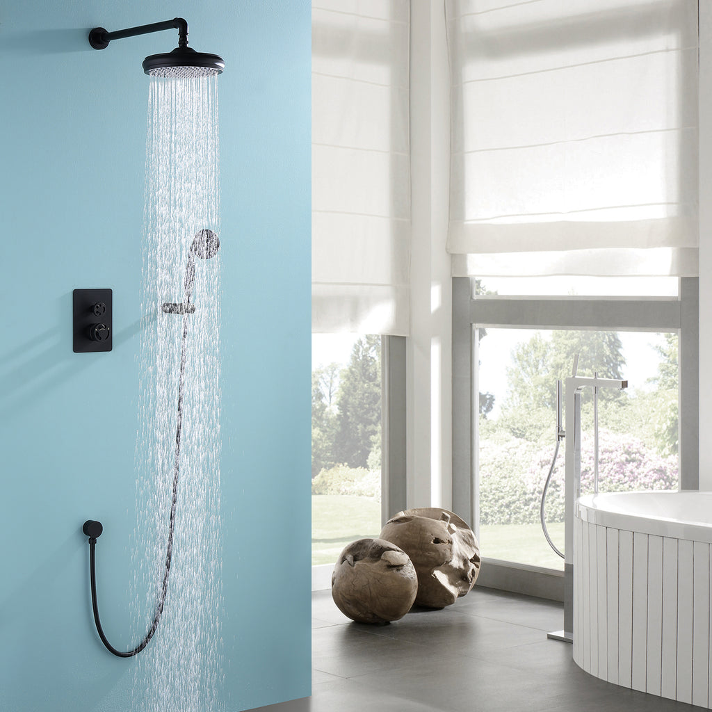 Industrial Style Wall Mounted Shower System 2-function Matte Black RB1147