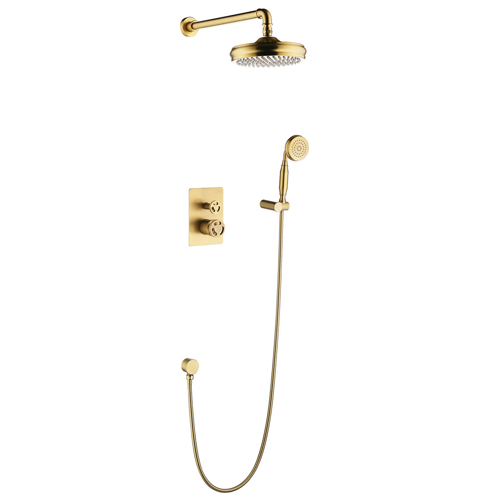 Industrial Style Wall-Mounted Shower System 3-Function in Gold/Black
