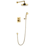 Wall Mount Industrial Style Shower System 2-Function Brushed Gold RB1148