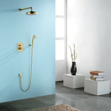 Wall Mount Industrial Style Shower System 2-Function Brushed Gold RB1148