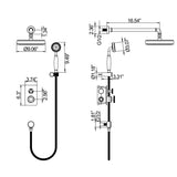 Wall Mount Industrial Style Shower System 2-Function Brushed Gold RB1148
