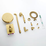 Wall Mount Industrial Style Shower System 2-Function Brushed Gold RB1148