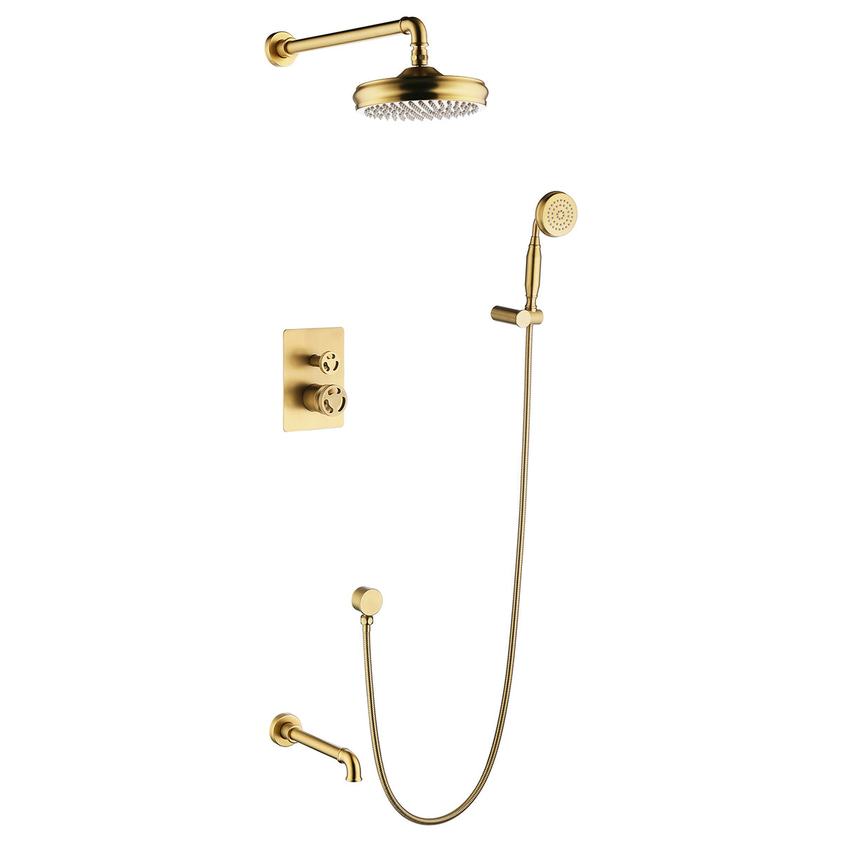Vintage Rain Shower System with Tub Spout and Hand Shower