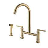 Two Handle Kitchen Bridge Faucet with Side Spray 304 Stainless Steel RB1158