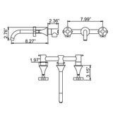 Dimensions of bathroom faucets.