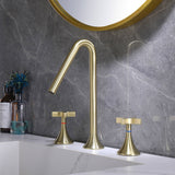 2 Handle Bathroom Sink Faucet 3 Hole Deck Mounted Come with Water Supply Hoses RB1171