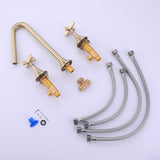 2 Handle Bathroom Sink Faucet 3 Hole Deck Mounted Come with Water Supply Hoses RB1171
