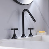 Matte Black Widespread Bathroom Sink Faucet 2 Cross Handle Lavatory Vanity Faucet RB1172