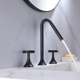 Matte Black Widespread Bathroom Sink Faucet 2 Cross Handle Lavatory Vanity Faucet RB1172